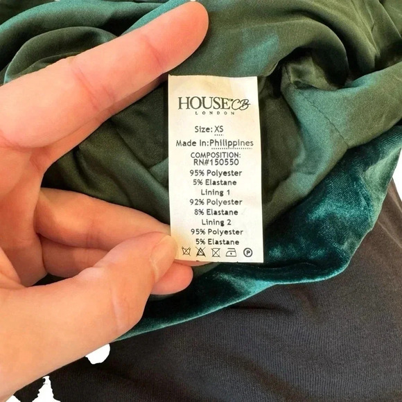 House of CB Abigail Emerald Green Velvet Mini Dress. Size XS. - Picture 12 of 16